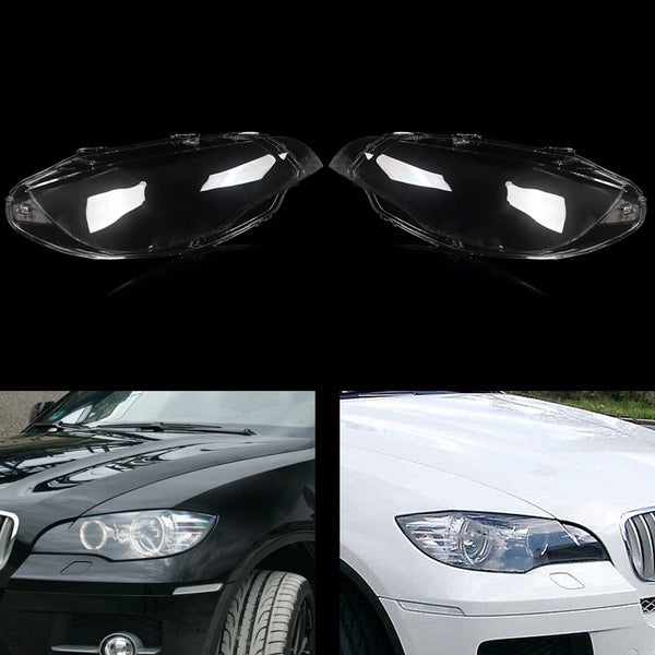 2008-2014 BMW E71 X6 2PCS Clear Headlight Lens Cover Headlamp Left + Right 63117271371 63117271372 Generic