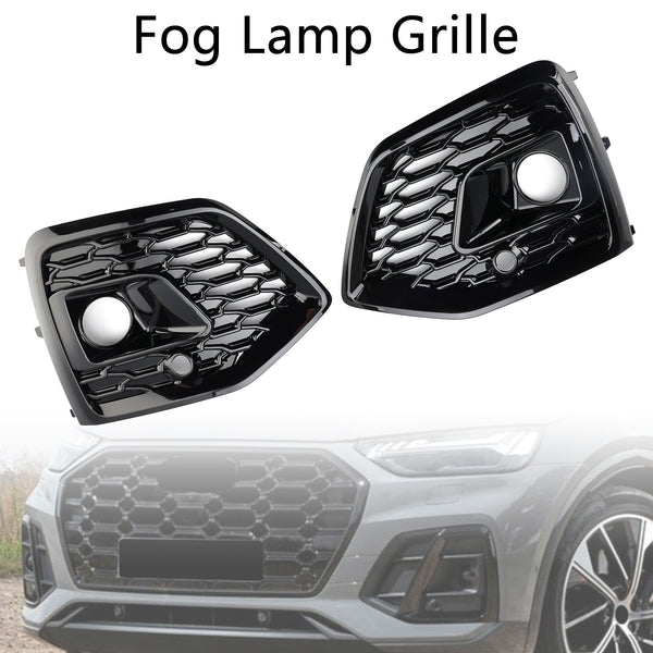 RSQ5 Style Front Fog Lamp Grille Cover Fit Audi Q5 SQ5 S-Line 2021-2025 Black