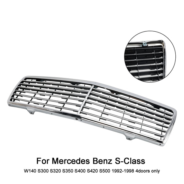 1992-1998 Benz S-klassW140 S300 S320 S350 S400 S420 S500 4-dörrars Chrome Front Bumper Grill Generic