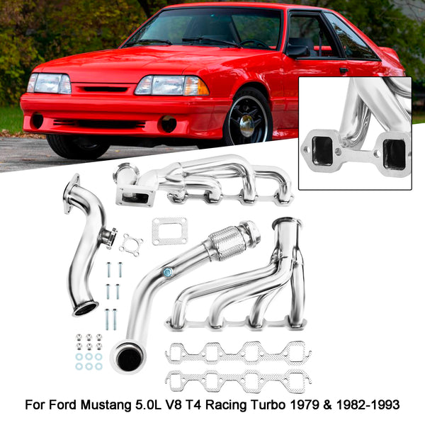 1979 & 1982-1993 フォード マスタング 5.0L V8 T4 レーシング ターボ エキゾースト ヘッダー マニホールド 汎用