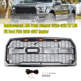 ABS Front Bumper Grill Grille Fit Ford F150 2015-2017 Raptor Style W/ LED
