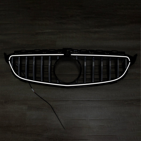 2015-2021 Mercedes-Benz C-Klasse W205 C200 C250 C300 C350 Forkromet forkofangergrill med LED Generisk