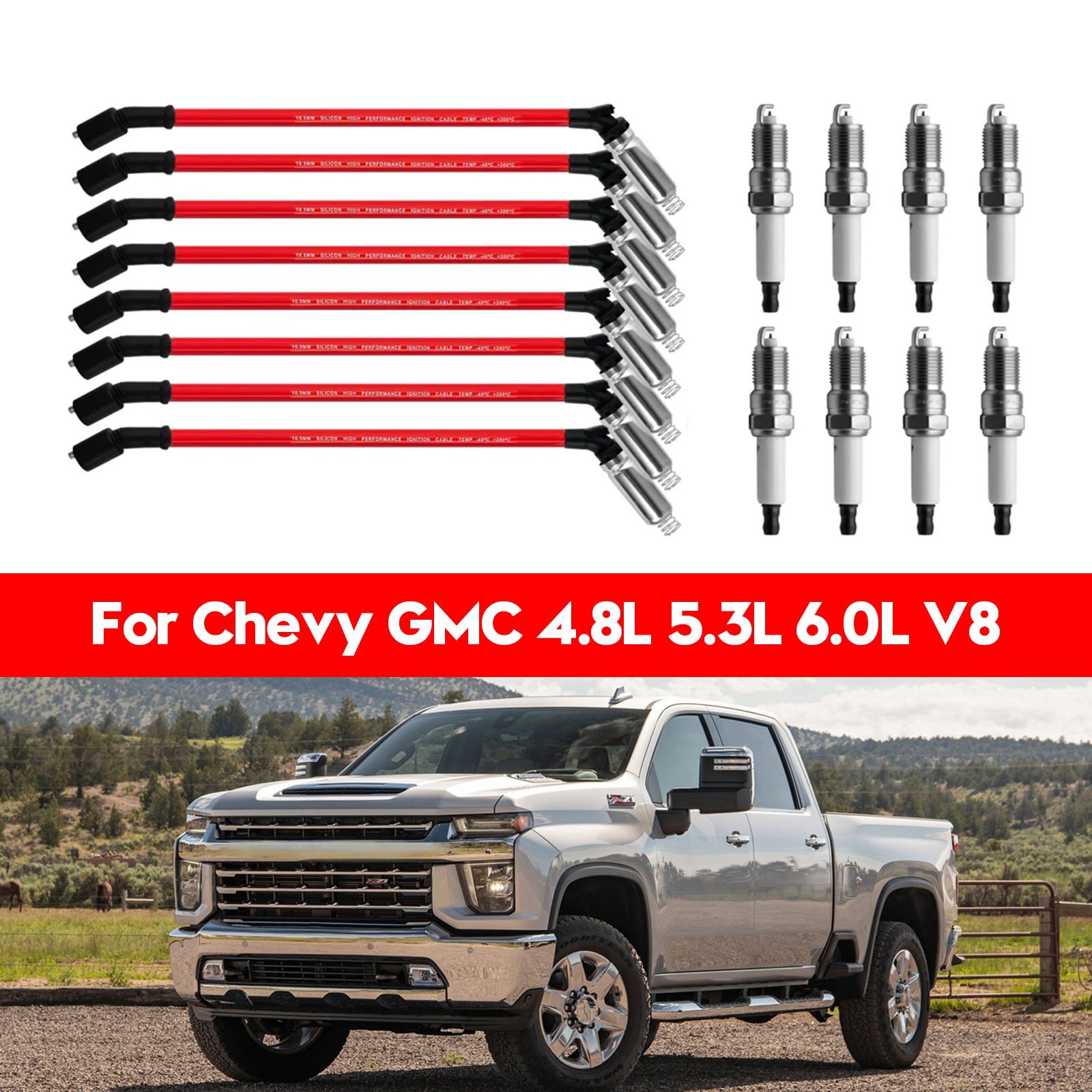 20072008 Cadillac Escalade EXT ESV 6.2L V8 8x Spark Plugs +Wires 10.5