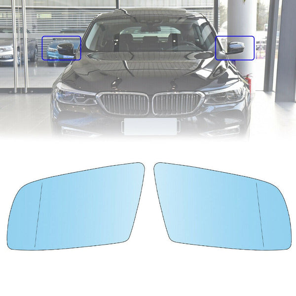 2004-2010 BMW 5-Series E64 Cabrio(Do not fit M6) Left+Right Side Heated Blue Door Mirrors Glasses 51167065081 51167065082