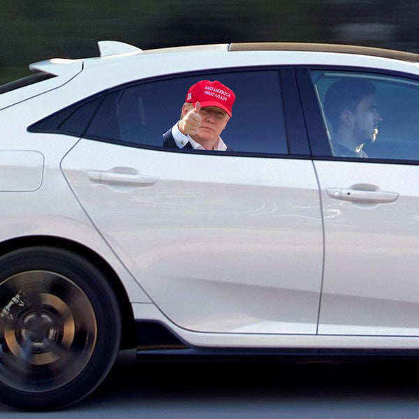 Autofenster-Aufkleber, Lebensgröße, Personengröße, Beifahrerfahrt mit Trump, Präsident 2020 R, generisch