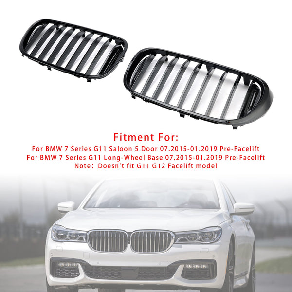 2015.7-2019.1 BMW 7 Series G11 Saloon 5 Door Pre-Facelift Gloss Black Front Kidney Grille Generic