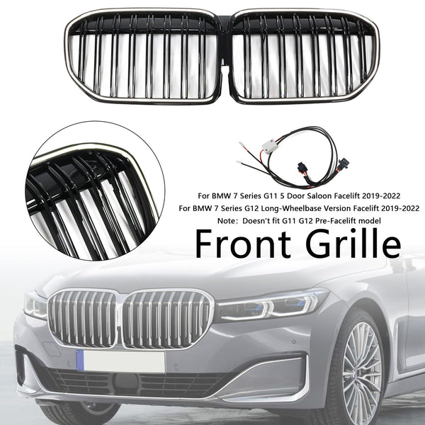 2019-2022 BMW 7 Série G11 G12 Dvojitá slabora Gloss Black Front Grill Grille Generic