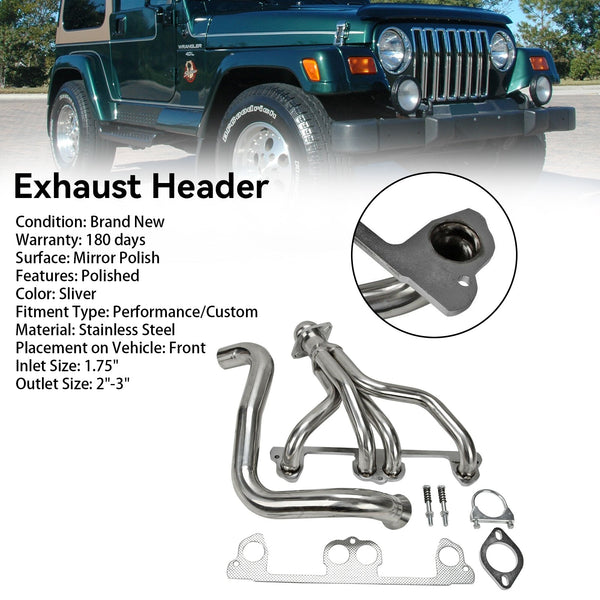 Jeep Wrangler TJ 2.5L L4 1997–1999 Edelstahl-Krümmerkrümmer, generisch