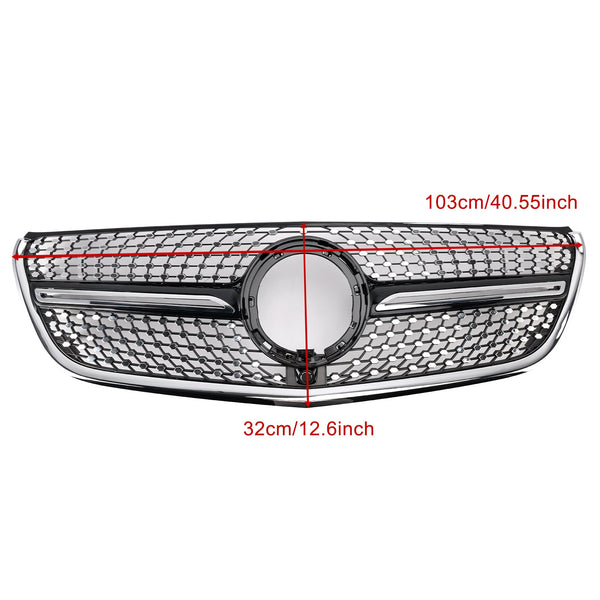 Chrome Front Bumper Grill Grille Fit Mercedes Vito W447 2014-2023 Diamond