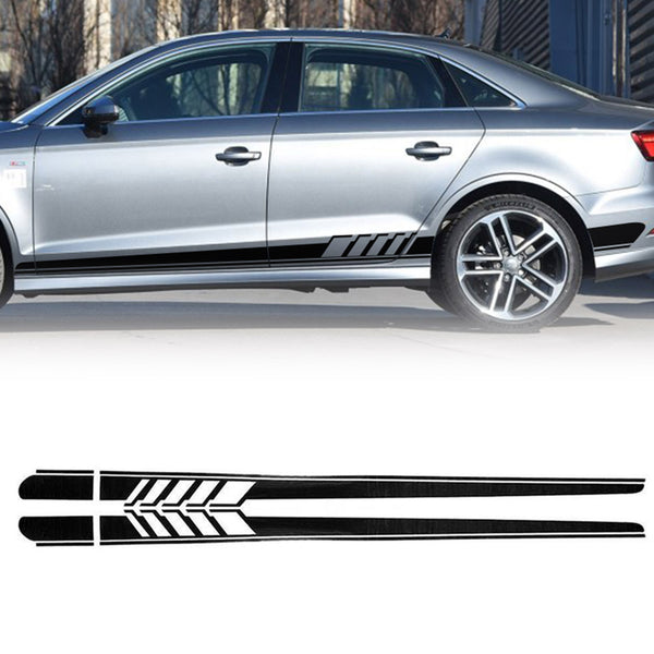 2pcs Side Skirt Stripes Decal Sticker for Mercedes Benz W205 C Class AMG Black