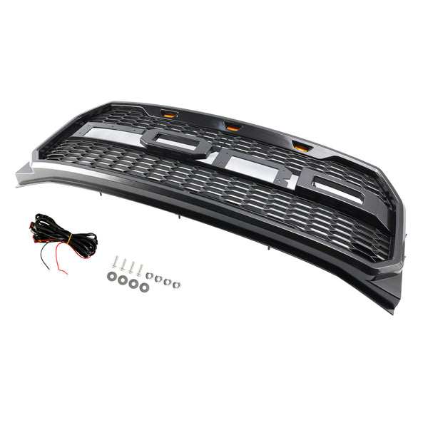 ABS Front Bumper Grill Grille Fit Ford F150 2015-2017 Raptor Style W/ LED
