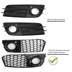 2009-2012 Audi A4/A4 Avant/S4 B8 Honeycomb Sport Mesh Hex Grill + Venstre højre tåge Grill