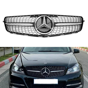 2008-2014 Mercedes Benz W204 Classe C C300 C350 Grille de pare-chocs avant en diamant avec emblème LED