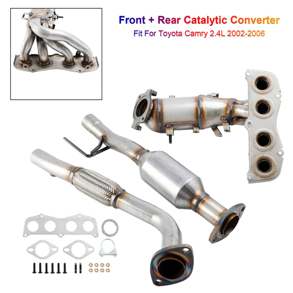 2002-2006 Toyota Solara 2.4L Front+Rear Exhaust Catalytic Converter