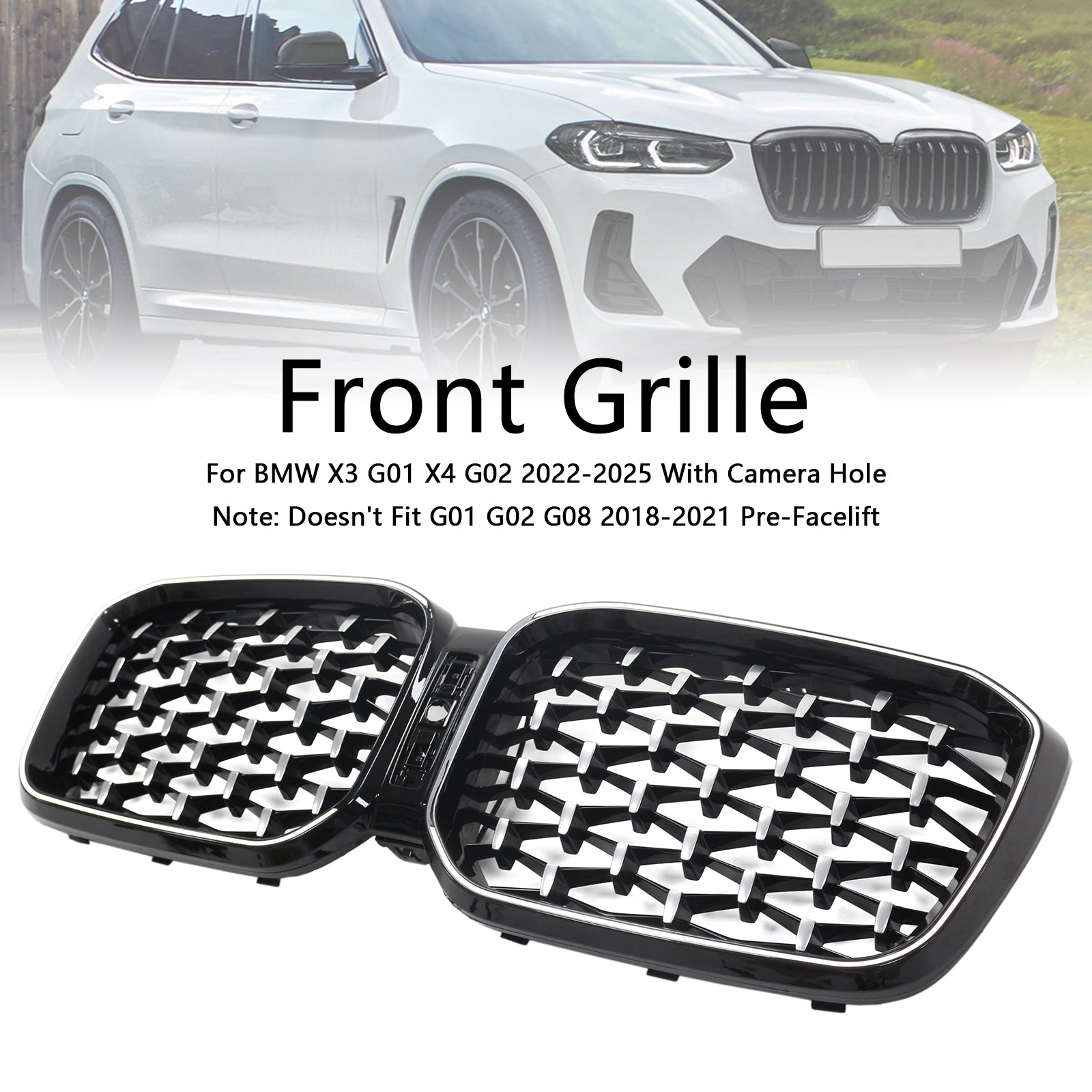 2022-2025 BMW X3 G01 X4 G02 Diamond přední nárazník Mřížka ledvin Generic