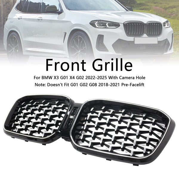 2022-2025 BMW X3 G01 X4 G02 Diamond Burumper Grille renale CHORME GENERIC