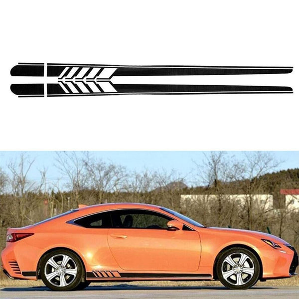 2pcs Side Skirt Stripes Decal Sticker for Mercedes Benz W205 C Class AMG Black