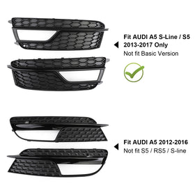 Parrillas antiniebla delanteras para AUDI A5 S5 2013-2016, color negro, 8T0 807 681 K genérico