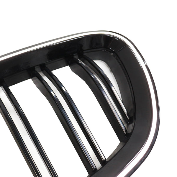 01.2009-10.2016 BMW 5-serie F10 nyrestøtfangergrill Grill glans sort 51137203649 51137203650 Generisk