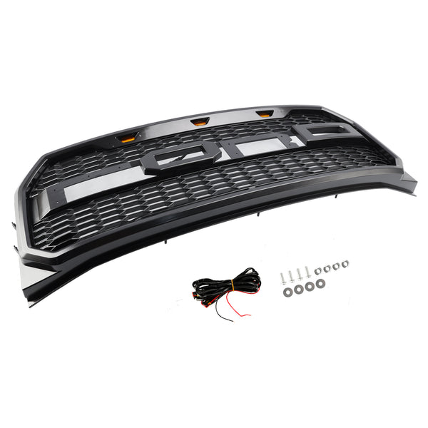 ABS Front Bumper Grill Grille Fit Ford F150 2015-2017 Raptor Style W/ LED