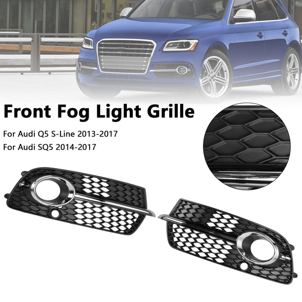 2013-2017 Audi Q5 S-Line SQ5 Black Chrome Front Bumper Fog Light Grille 8R0807682N 8R0807681S Generic