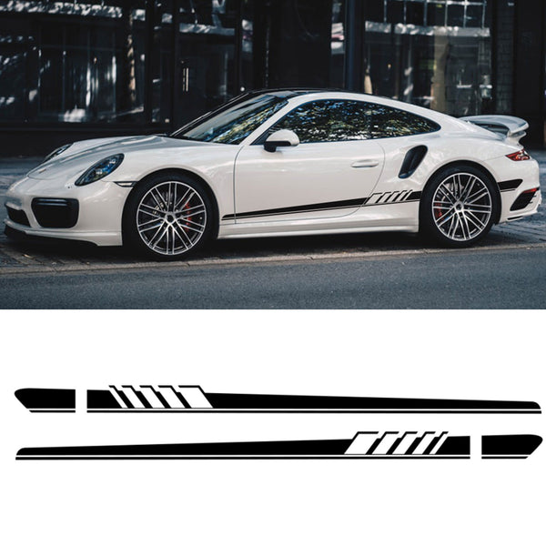 2 stuks Side Skirt Stripes Decal Sticker voor Mercedes BenzW205 C-Klasse AMG Zwart