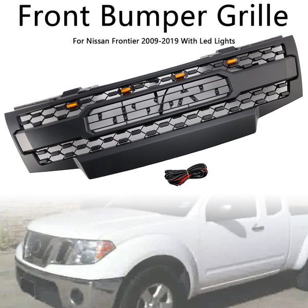 2009-2019 Nissan Frontier com luzes LED Grill Black Grill Grill Genic