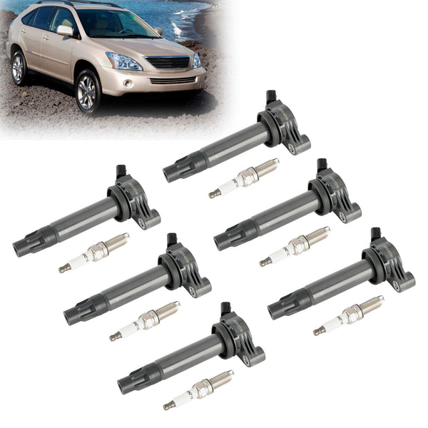 2004-2006 Lexus RX330 3.3L V6 6x Bobina di accensione+Candela di accensione UF510 Generico