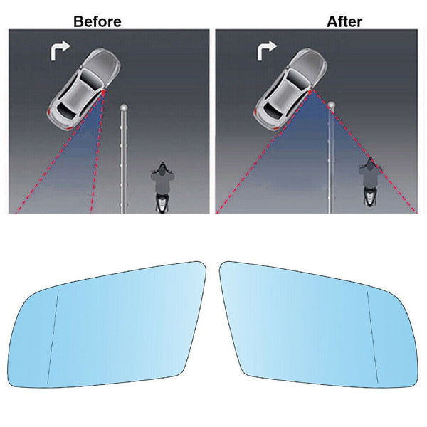 2004-2010 BMW 5-Series E64 Cabrio(Do not fit M6) Left+Right Side Heated Blue Door Mirrors Glasses 51167065081 51167065082 Generic