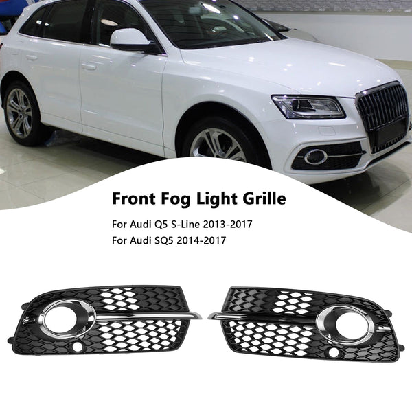 2013-2017 Audi Q5 S-Line SQ5 Svart Krom främre stötfångare Dimljusgaller 8R0807682N 8R0807681S Generic