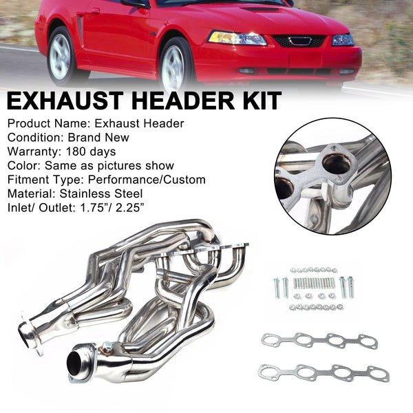 1996–2004 Ford Mustang GT 4,6 l V8 Sohc-Motor, Paar Edelstahl-Auspuffkrümmerkrümmer, generisch