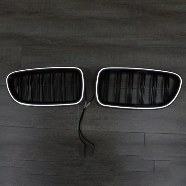 01.2009-10.2016 BMW 5-serie F10 nyrestøtfangergrill Grill glans sort 51137203649 51137203650 Generisk