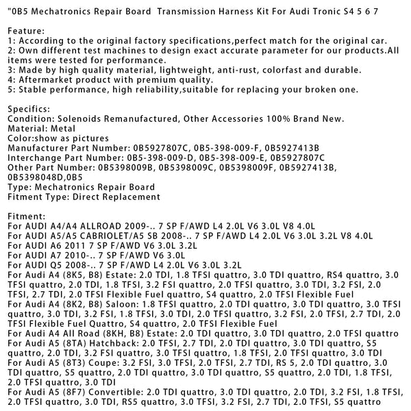0B5 Mekatronikk reparasjonskort girkassesett for Audi Tronic S4-7