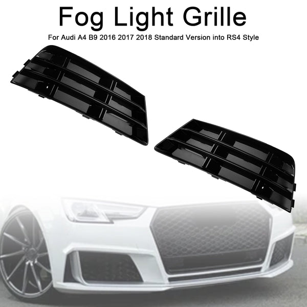 2016-2018 Audi A4 B9 Standard Version into RS4 Style 2PCS Front Fog Light Grille Lower Bumper Grill 8W0 807 681 R 8W0 807 682 R Generic