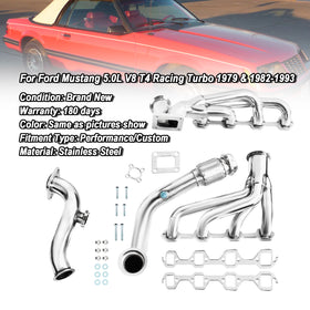 1979 & 1982-1993 Ford Mustang 5.0L V8 T4 Racing Turbo Exhaust Header Manifold Generic