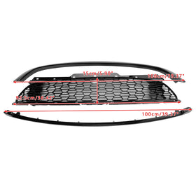 2009-2013 Mini R57 Cooper S & JCW 2-Door Convertible 3Pcs Gloss Black Front Grill Grille Generic