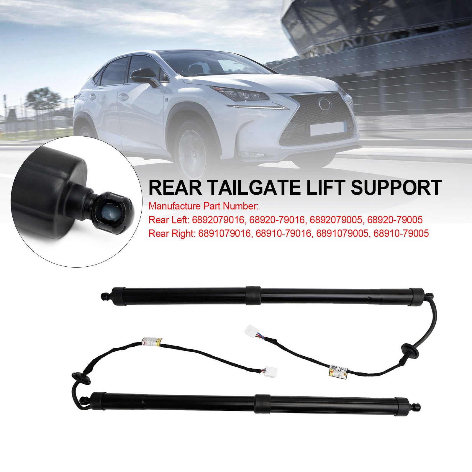 2PCS zadní elektrické vzpěry zadních dveří vhodné pro Lexus NX200t NX300h 2.0L 2.5L 2015-2017