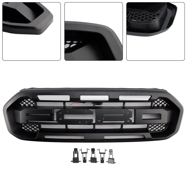 2019-2023 Ford Ranger med LED-lys ingen frontkameraer svart raptor stil fremre støtfanger grillgitter generisk