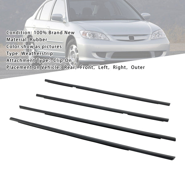 2001-2005 Honda Civic 4pcs Weatherstrip Window Seal 72410S5A003 72450S5A003 Genérico