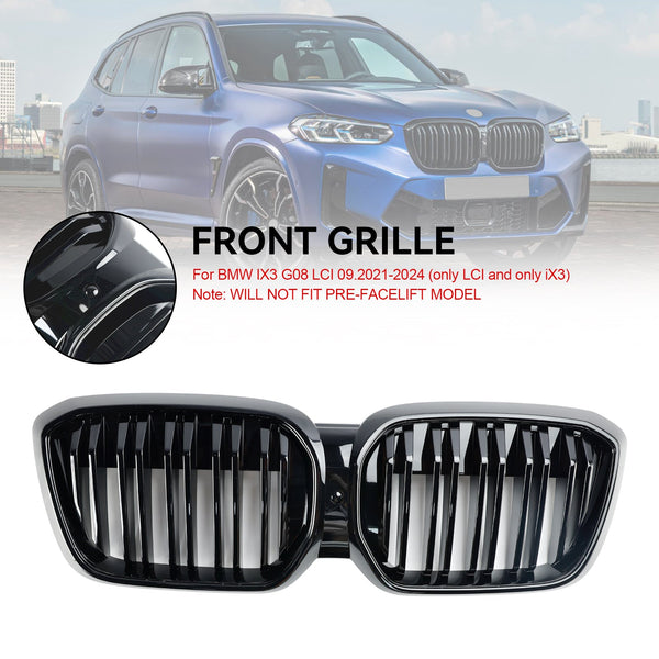 2021.9-2024 BMW IX3 G08 LCI Gloss Black Front Njurgrill Generic