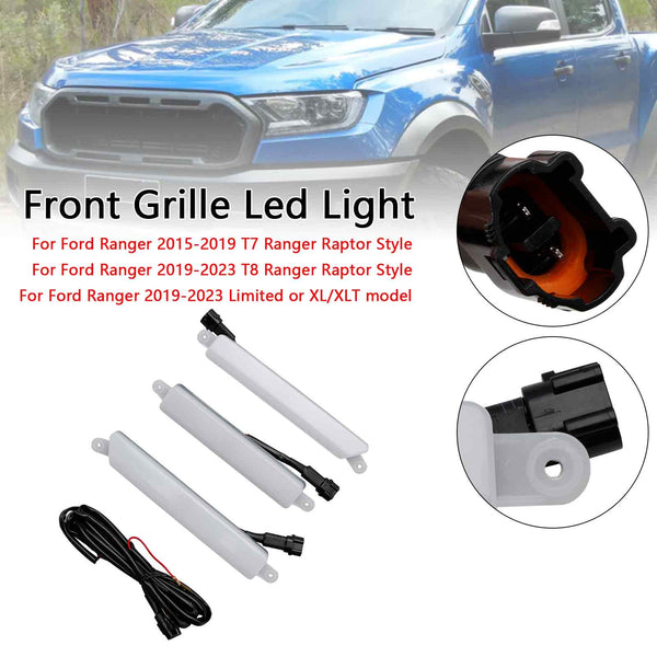 2015-2023 Ford Ranger T7 T8 Främre stötfångargrill Grill Vit Led-ljus Generisk