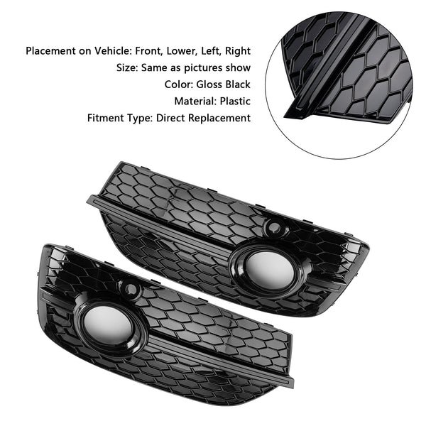 2013-2015アウディQ3 RSQ3スタイルハニカムフロントフォグライトカバーグロスブラックジェネリック
