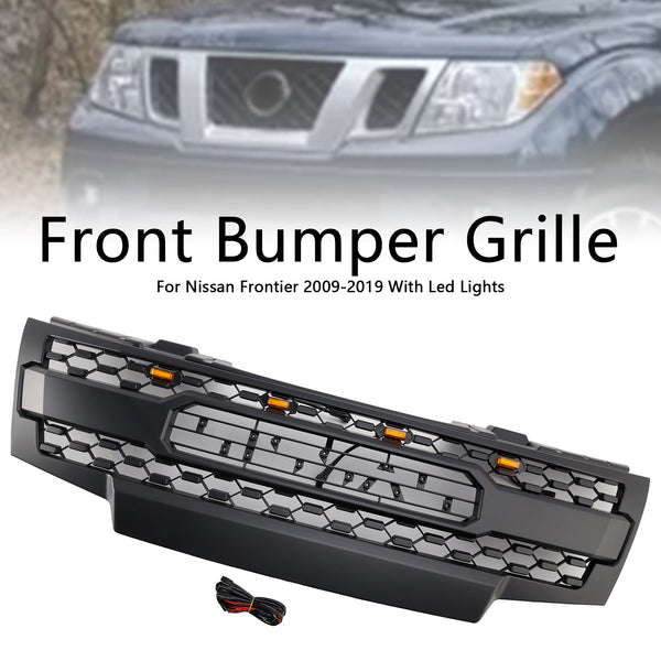 2009-2019 Nissan Frontier com luzes LED Grill Black Grill Grill Genic