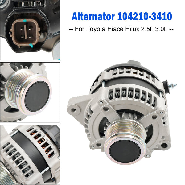 08/2004 - 07/2006 Toyota Hiace KDH220 2.5L Turbo Diesel - 2KD-FTV Alternator 104210-3410 Generic