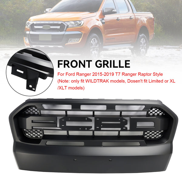 Mattschwarzer Frontstoßstangengrill im Ranger-Raptor-Stil, passend für Ford Ranger 2015–2019 T7