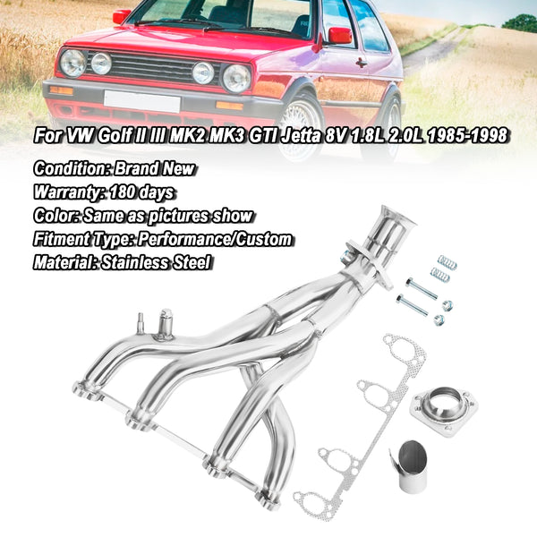 1985-1998 VW Golf II III MK2 MK3 GTI Jetta 8V 1.8L 2.0L Exhaust Header Geneirc