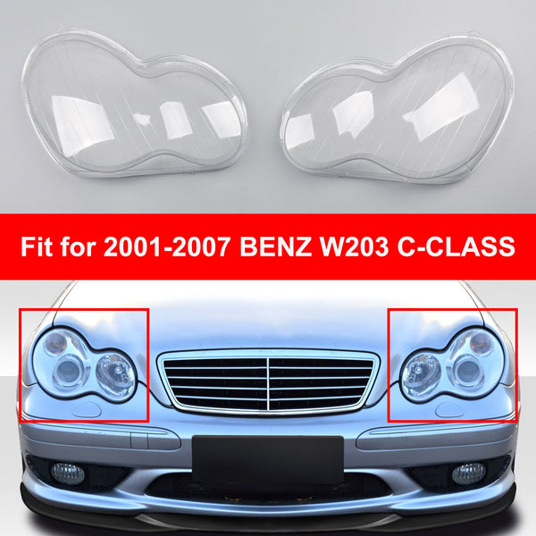 Headlight Lens Shell Plastic Cover Left For 2001-2007 Benz W203 C-Class 4 Door