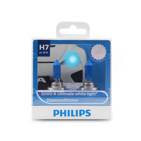 H7-Glühbirne für 12972DV, 5000 K, Weiß, 2 Vision Diamond Light Philips, 12 V, 55 W, Generika