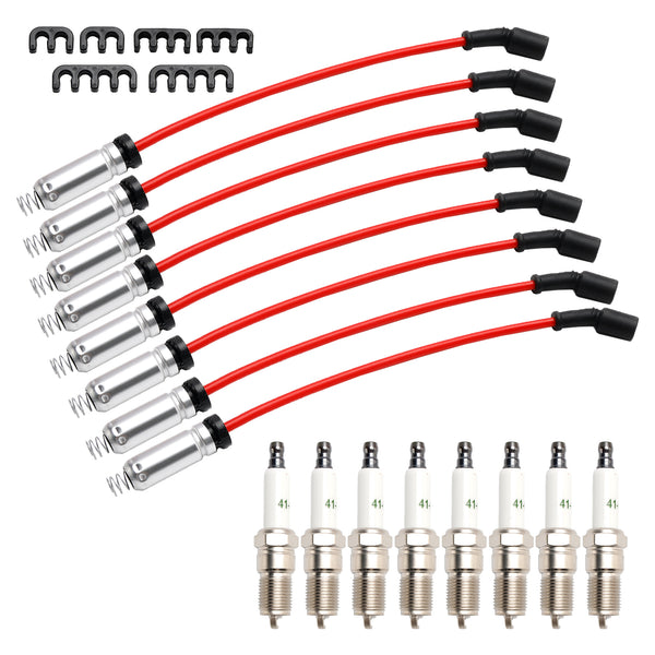 2007-2008 Chevrolet Avalanche 6.0L V8 8x Spark Plugs +Wires 10.5mm Set 19299585 41962