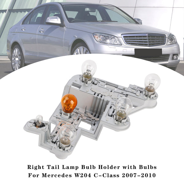 2007–2010 Mercedes-Benz W204 C-Klasse venstre + høyre baklyktpæreholder med pærer A2048201500 A2048201600 Generisk